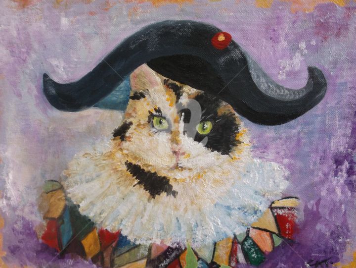 Painting titled "Charlequin" by Catherine Cabé (CAT.), Original Artwork, Oil