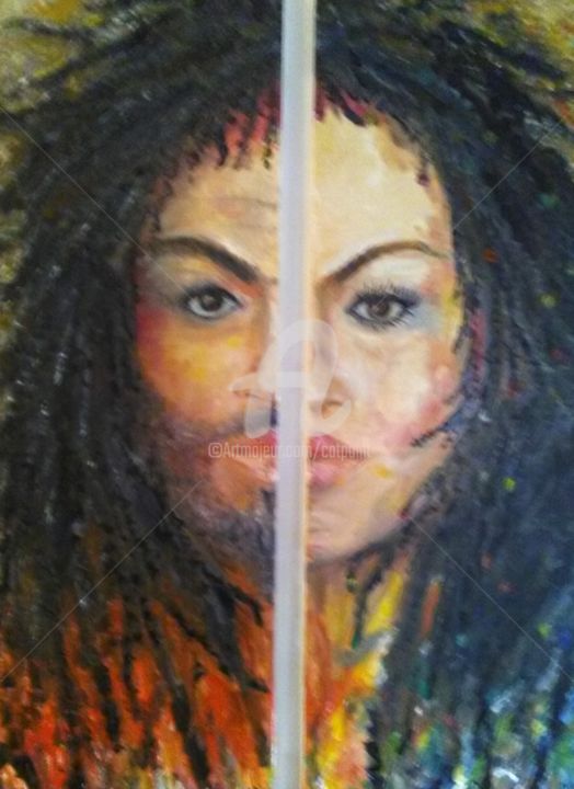 Painting titled "RASTA TWIN" by Catherine Cabé (CAT.), Original Artwork, Oil