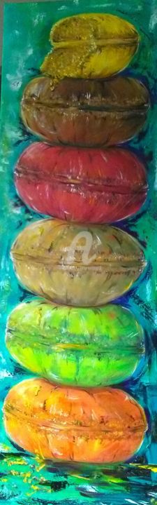 Painting titled "GOURMANDISES" by Catherine Cabé (CAT.), Original Artwork, Oil