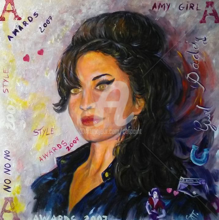 Painting titled "NO NO NO AMY" by Catherine Cabé (CAT.), Original Artwork, Oil