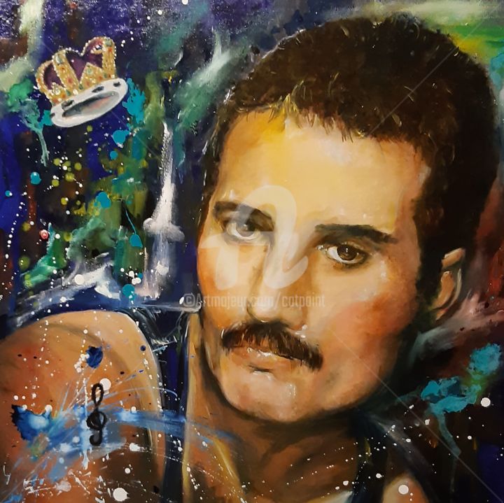 Painting titled "The queen Freddie" by Catherine Cabé (CAT.), Original Artwork, Oil