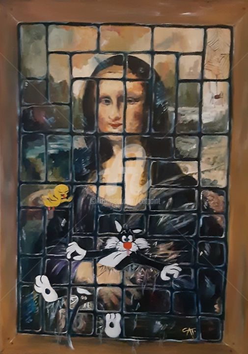 Pintura intitulada "Arrrg La Joconde ad…" por Catherine Cabé (CAT.), Obras de arte originais, Óleo