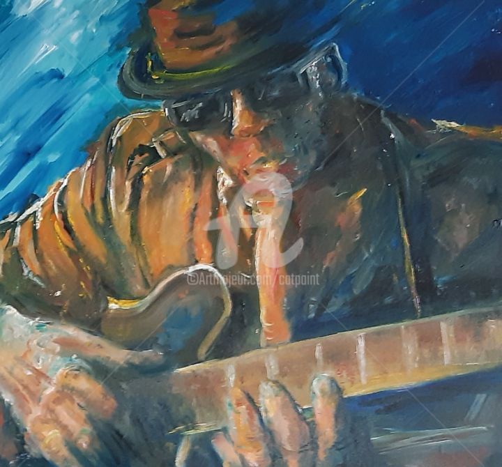 Peinture intitulée "John lee hooker por…" par Catherine Cabé (CAT.), Œuvre d'art originale, Huile