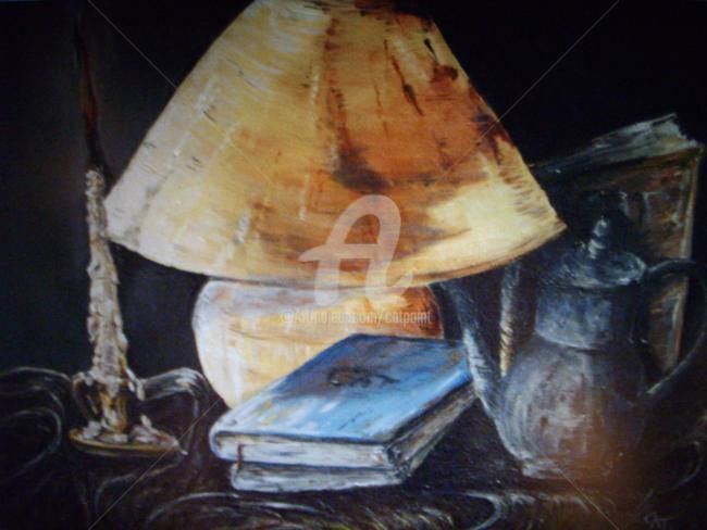 Peinture intitulée "LUMIERE DE LAMPE" par Catherine Cabé (CAT.), Œuvre d'art originale