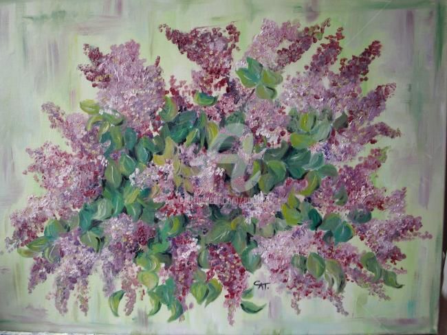 Painting titled "LILAS LILAS" by Catherine Cabé (CAT.), Original Artwork