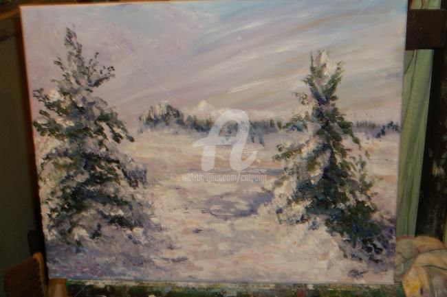 Painting titled "IMPRESSION D HIVER…" by Catherine Cabé (CAT.), Original Artwork