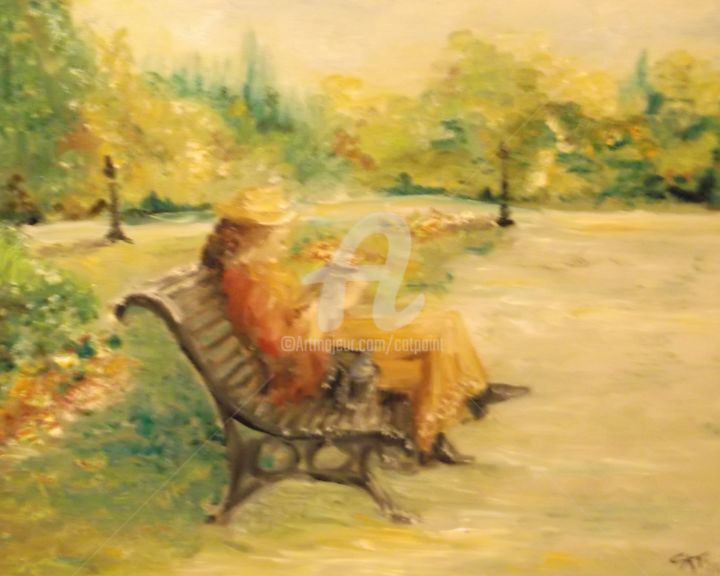 Painting titled "ELLE L'ATTEND" by Catherine Cabé (CAT.), Original Artwork