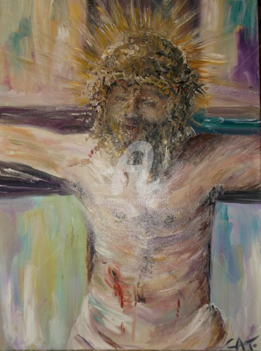 Painting titled "CRUCIFICTION" by Catherine Cabé (CAT.), Original Artwork