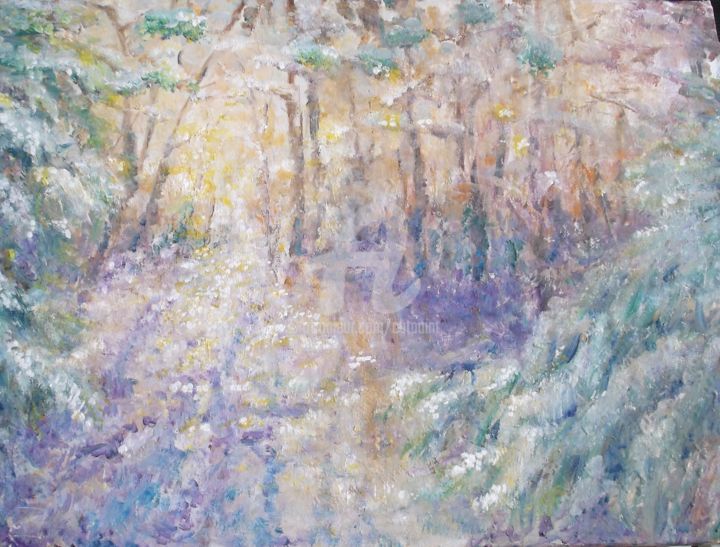 Painting titled "ENTRE NEIGE SOLEIL…" by Catherine Cabé (CAT.), Original Artwork, Oil