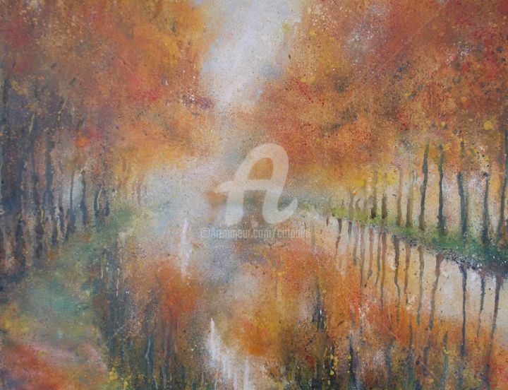 Painting titled "iMPRESSION D'AUTOMNE" by Catherine Cabé (CAT.), Original Artwork, Oil