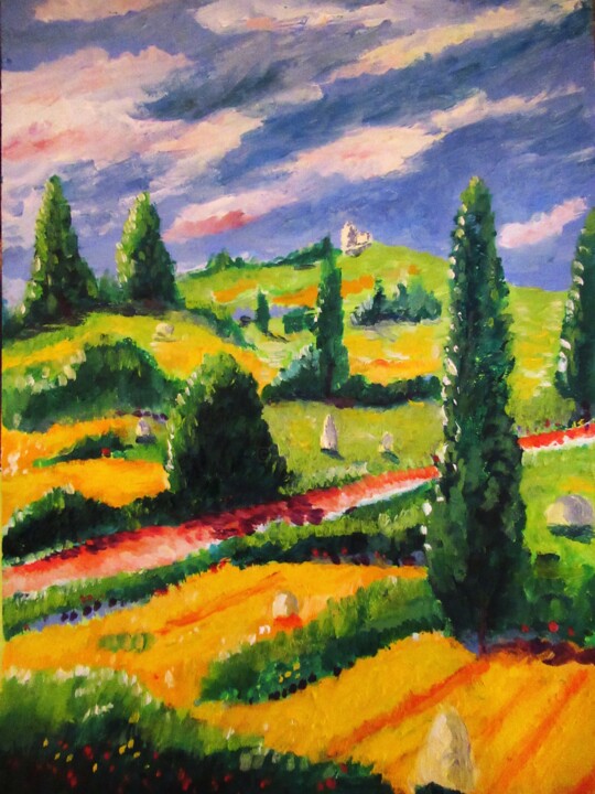 Painting titled "paysage de nulle pa…" by Ludovic Catry, Original Artwork, Oil