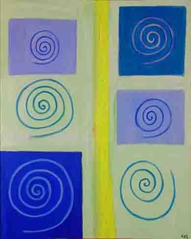 Peinture intitulée "Bleu" par Cathy Thimonier, Œuvre d'art originale, Huile