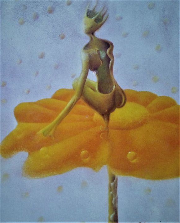Painting titled "Ambre" by Capucine, Original Artwork, Oil
