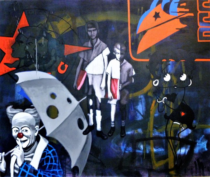 Peinture intitulée "TELON DE FONDO, CON…" par Cauri Gallery Cuban Art, Œuvre d'art originale, Acrylique