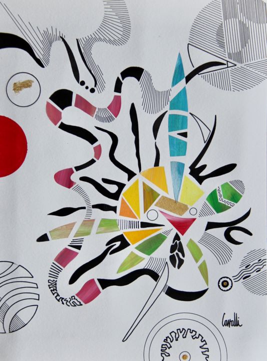 Dessin intitulée "21 016 Rayons noirs" par Pascal Cavalli, Œuvre d'art originale, Encre