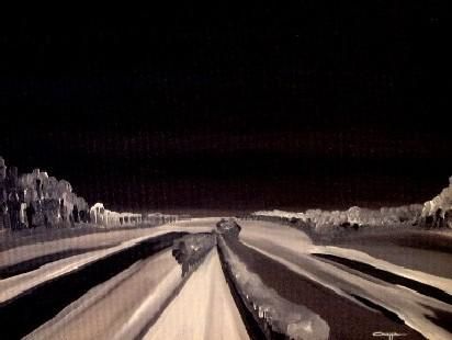 Painting titled "Horizon noir" by Gérard Cavazza, Original Artwork, Oil