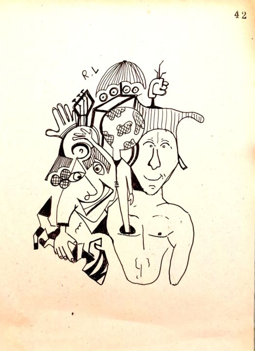 Dessin intitulée "Remise des prix" par Romain Lassalle, Œuvre d'art originale, Crayon