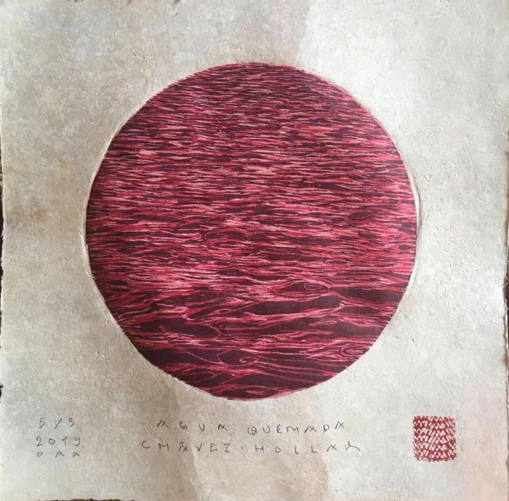 Prenten & gravures getiteld "Burn Water edition…" door Cawamo, Origineel Kunstwerk, Xylograaf