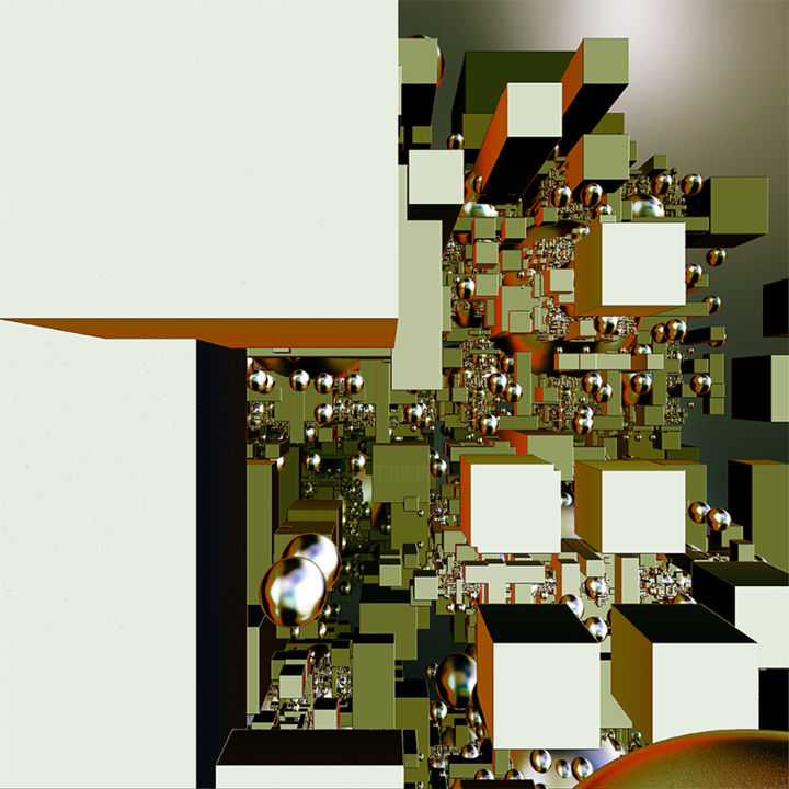 Digitale Kunst mit dem Titel "City life 11" von Yves Molina, Original-Kunstwerk, Digitale Malerei