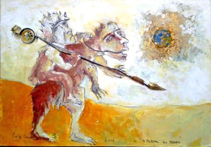Malerei mit dem Titel "O Portal do Tempo" von Cazé Araújo, Original-Kunstwerk, Gouache