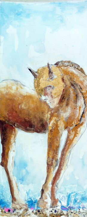Pintura intitulada "O Majestoso Cavalo…" por Cazé Araújo, Obras de arte originais, Guache