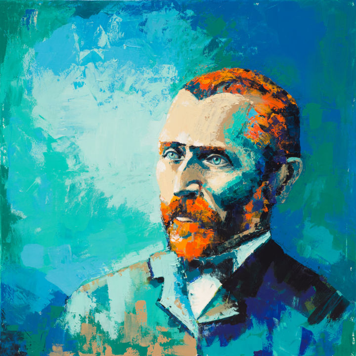 Painting titled "Van Gogh" by Cbaud, Original Artwork, Acrylic Mounted on Wood Stretcher frame