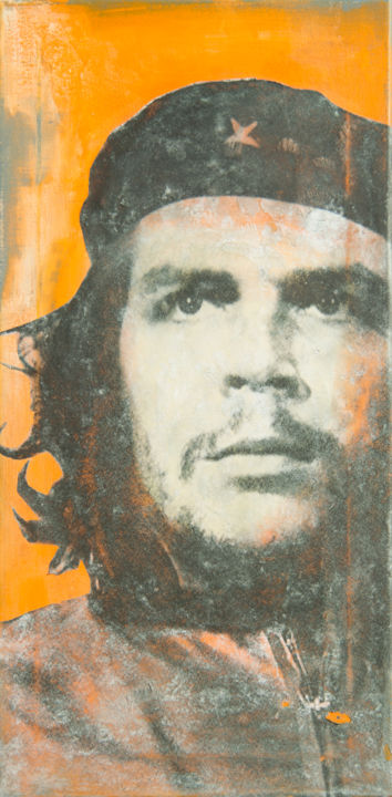 Malerei mit dem Titel "Che" von Cbaud, Original-Kunstwerk, Collagen Auf Keilrahmen aus Holz montiert