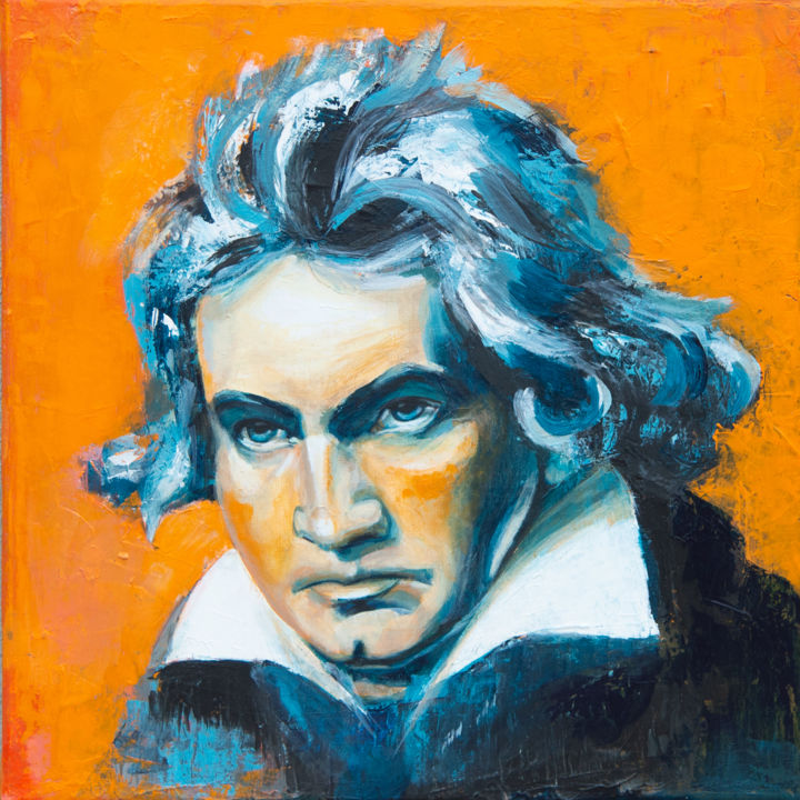 绘画 标题为“Beethoven” 由Cbaud, 原创艺术品, 丙烯 安装在木质担架架上