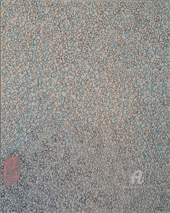 Peinture intitulée "Mirza et ses Petite…" par Caroline Montigneaux Burdinat, Œuvre d'art originale, Acrylique Monté sur Châs…