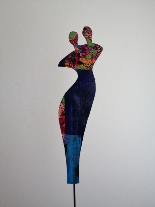 Sculpture intitulée "Bonnie and Clyde" par Carole Carpier, Œuvre d'art originale, Acrylique