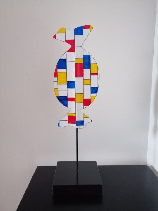 Skulptur mit dem Titel "Mondrian sweet" von Carole Carpier, Original-Kunstwerk, Acryl