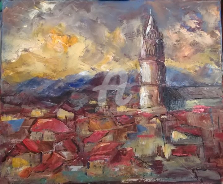 Painting titled "Colme 2017 Atardecer" by Carlos Coira, Original Artwork, Oil
