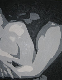 Painting titled "Head on Knee" by Christine Convard, Original Artwork