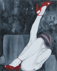 Painting titled "Red Shoes" by Christine Convard, Original Artwork