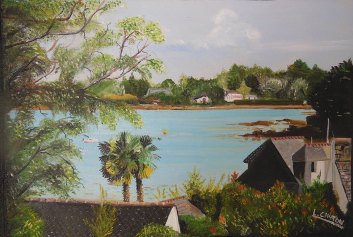 Peinture intitulée "île bretonne" par L.Chiron, Œuvre d'art originale, Huile