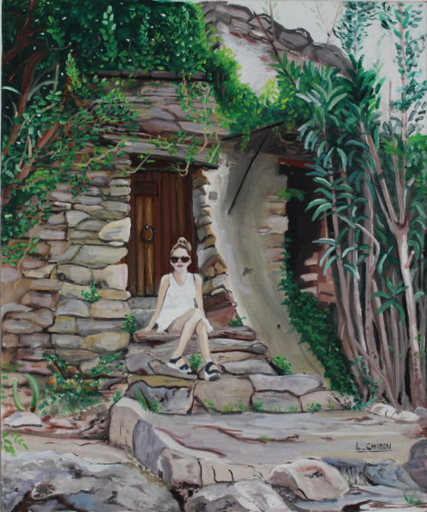 Painting titled "pose touristique" by L.Chiron, Original Artwork, Oil