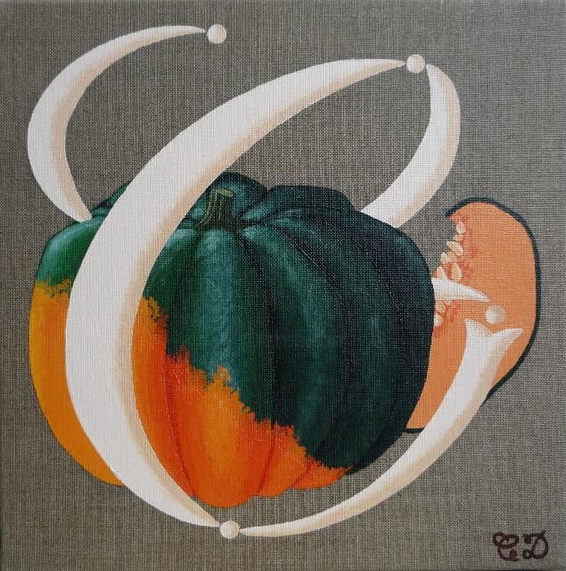 Peinture intitulée "citrouille" par C Comme Cathy D Comme Domi, Œuvre d'art originale