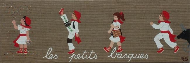 Pintura intitulada "Les petits basques…" por C Comme Cathy D Comme Domi, Obras de arte originais