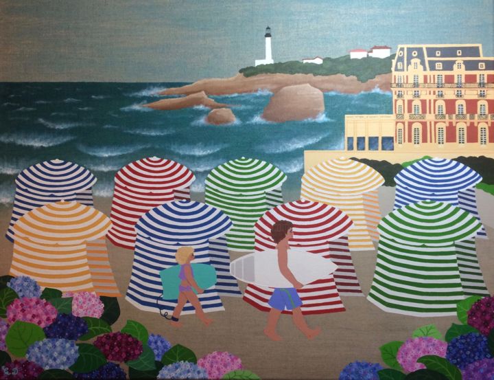 Painting titled "biarritz-la-grande-…" by C Comme Cathy D Comme Domi, Original Artwork