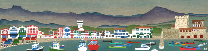 Painting titled "le-port-de-socoa.jpg" by C Comme Cathy D Comme Domi, Original Artwork