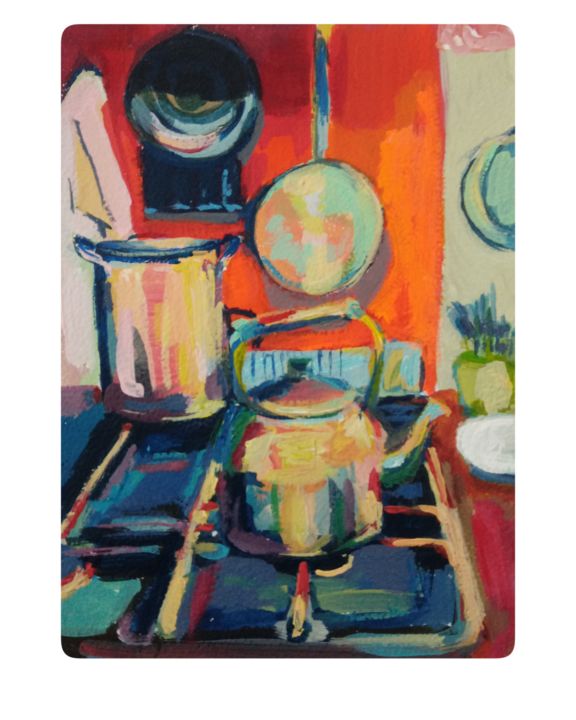 Pintura titulada "La cocina" por Claudia Moskoluk, Obra de arte original, Acrílico