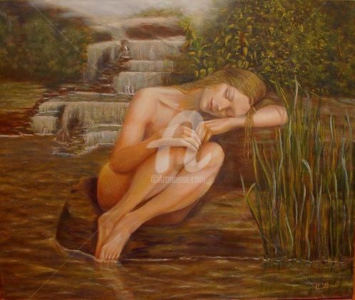 Painting titled "Doux Rêve" by Christiane Doré, Original Artwork, Oil