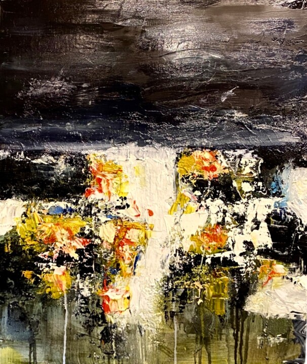 Painting titled "Abstraction huile s…" by Corinne Dubosque, Original Artwork, Oil