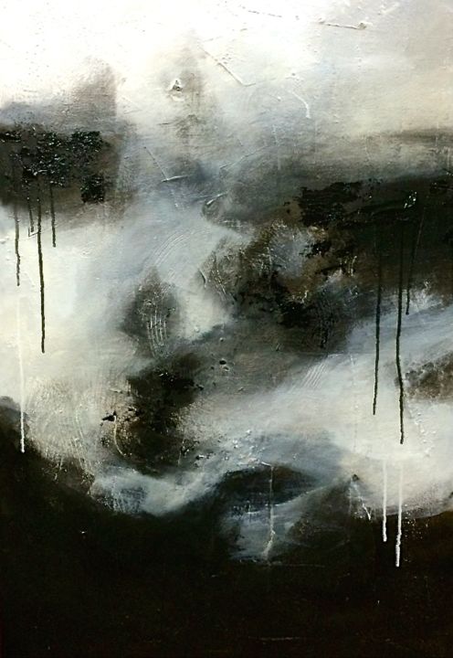 Картина под названием "Brouillard matinal" - Corinne Dubosque, Подлинное произведение искусства, Масло