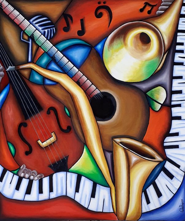 Painting titled "Smooth Jazz" by Carlos Duque, Original Artwork, Oil