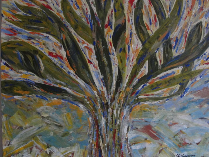 Peinture intitulée "Árvore da Vida II" par Cé Figueiredo, Œuvre d'art originale, Acrylique