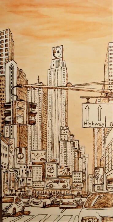 Drawing titled "New York" by Ce-Giu, Original Artwork