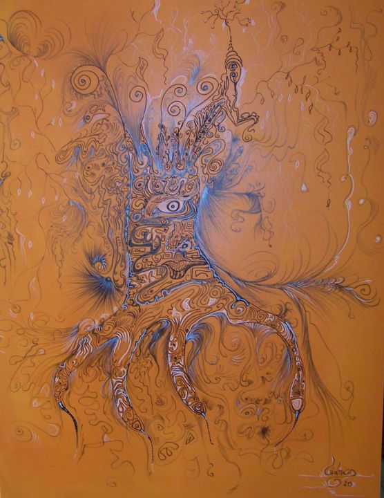 Pintura intitulada "L'arbre" por Cedric Padré, Obras de arte originais, Acrílico