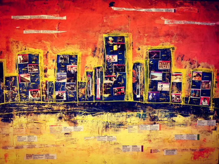 Painting titled "Screen World" by Cécile Corso, Original Artwork, Acrylic