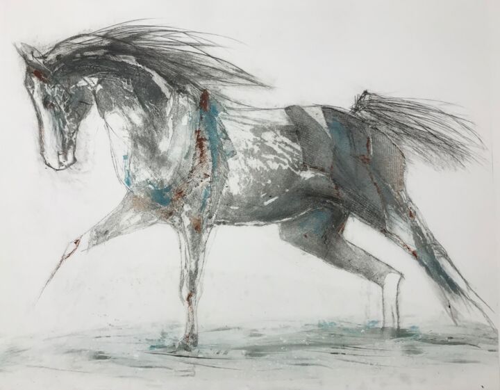 "Equini" başlıklı Baskıresim Cecile Fossy tarafından, Orijinal sanat, Monotip